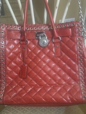 MICHAEL KORS red Quilted Extra Large Tote/ Shoulder Bag